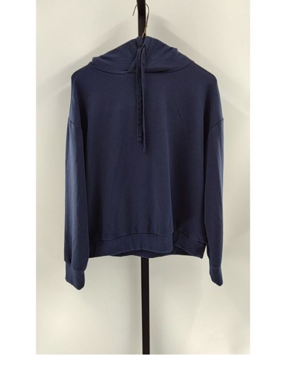 Quince Supersoft Fleece Pullover Hoodie Navy Sleeved Top S EUC